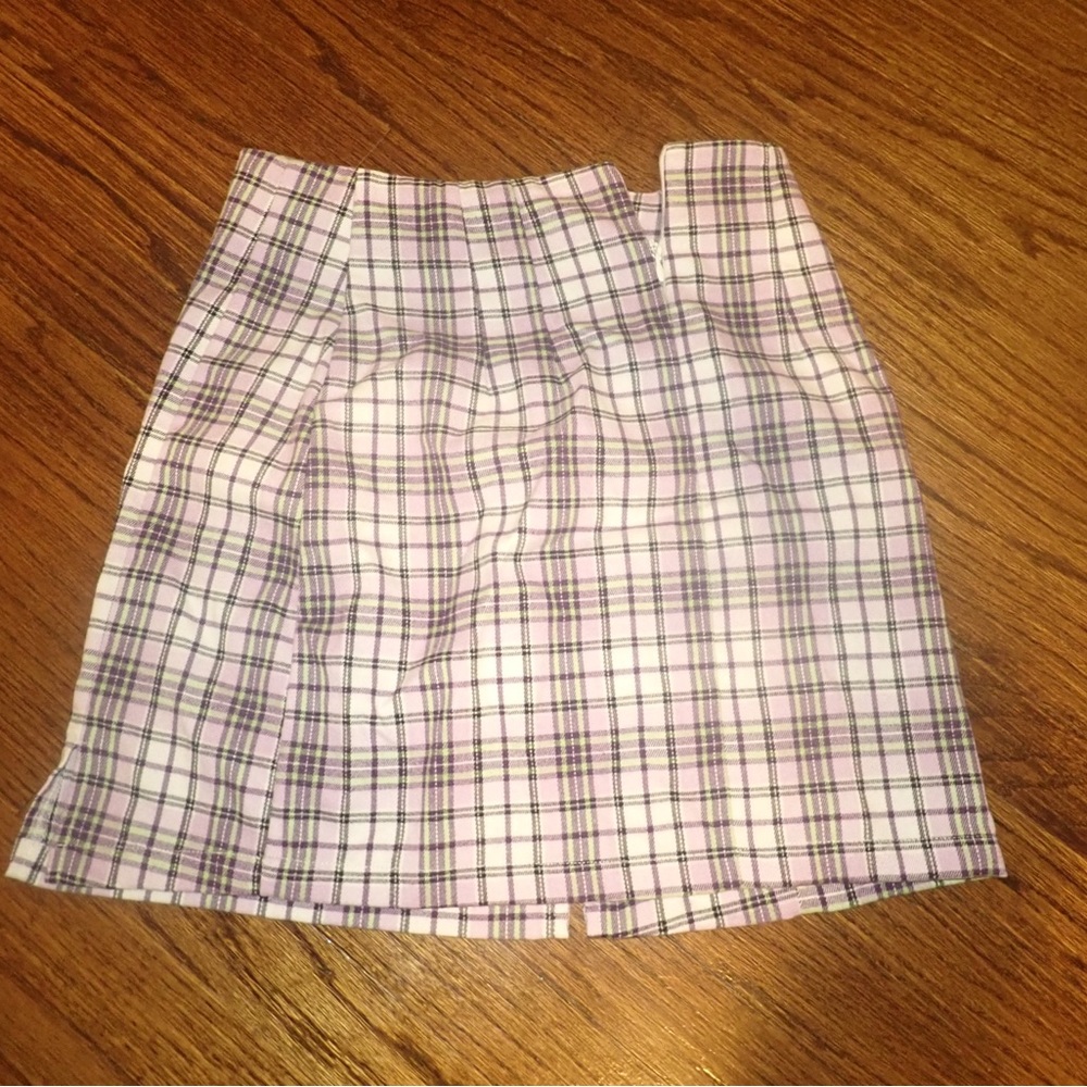 purple and green plaid skirt